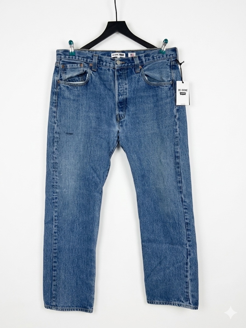 NWT RE/DONE Men’s 1401 Straight Leg Jeans – Worn In Blue
